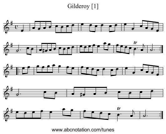 Gilderoy [1] - staff notation