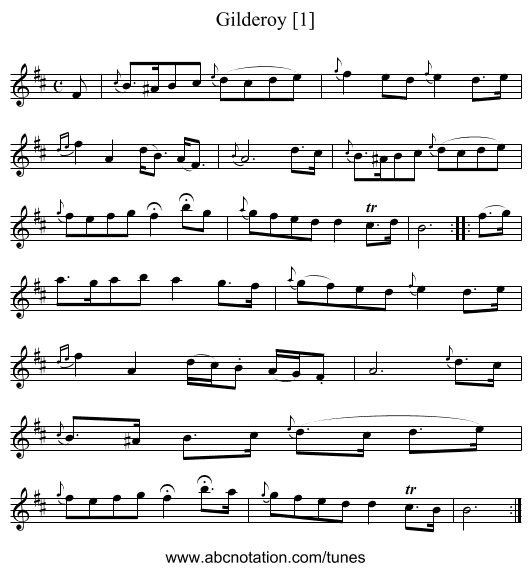 Gilderoy [1] - staff notation