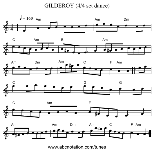 GILDEROY (4/4 set dance) - staff notation