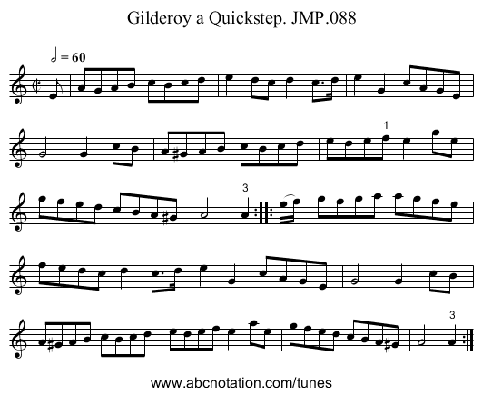Gilderoy a Quickstep. JMP.088 - staff notation