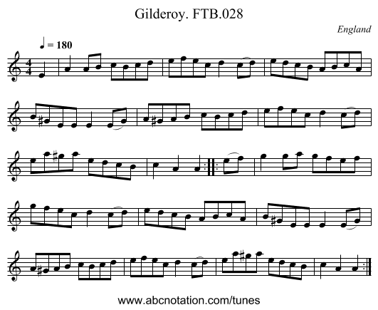 Gilderoy. FTB.028 - staff notation