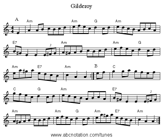 Gilderoy - staff notation