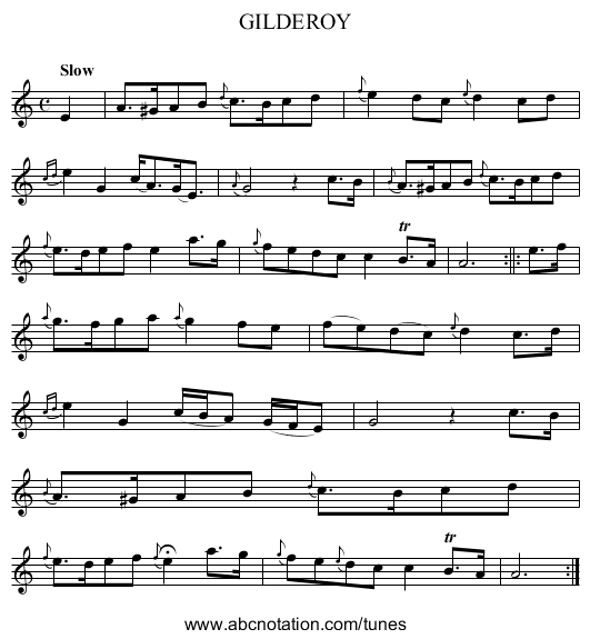 GILDEROY - staff notation