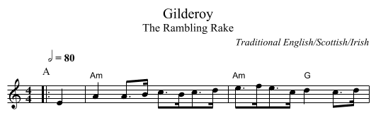 Gilderoy - staff notation