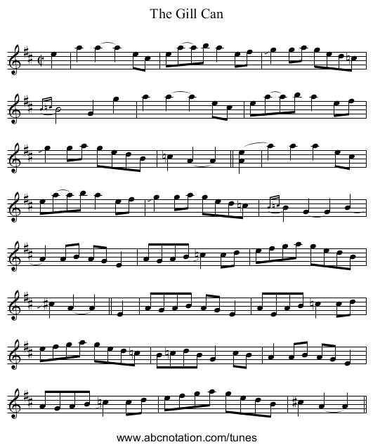 Gill Can, The - staff notation
