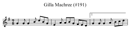 Gilla Machree (#191) - staff notation