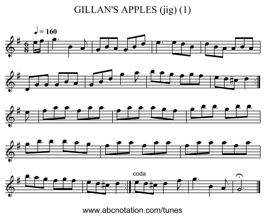 GILLAN'S APPLES (jig) (1) - staff notation