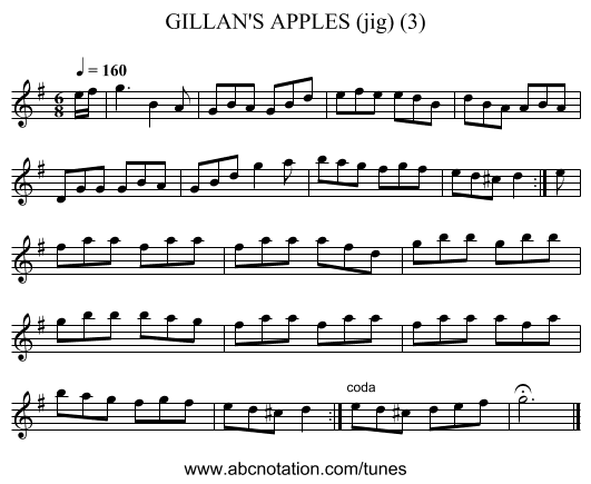 GILLAN'S APPLES (jig) (3) - staff notation