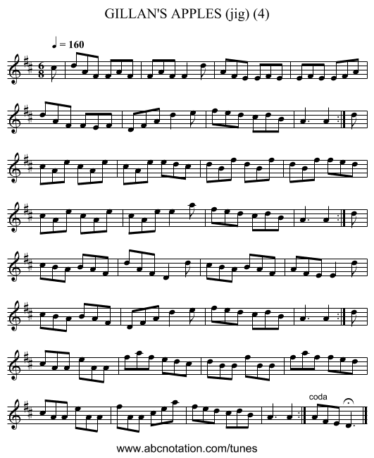 GILLAN'S APPLES (jig) (4) - staff notation