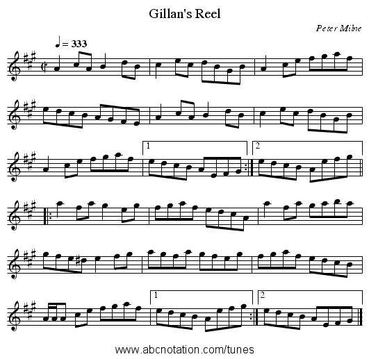 Gillan's Reel - staff notation