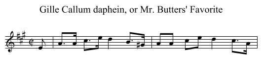 Gille Callum daphein, or Mr. Butters' Favorite - staff notation