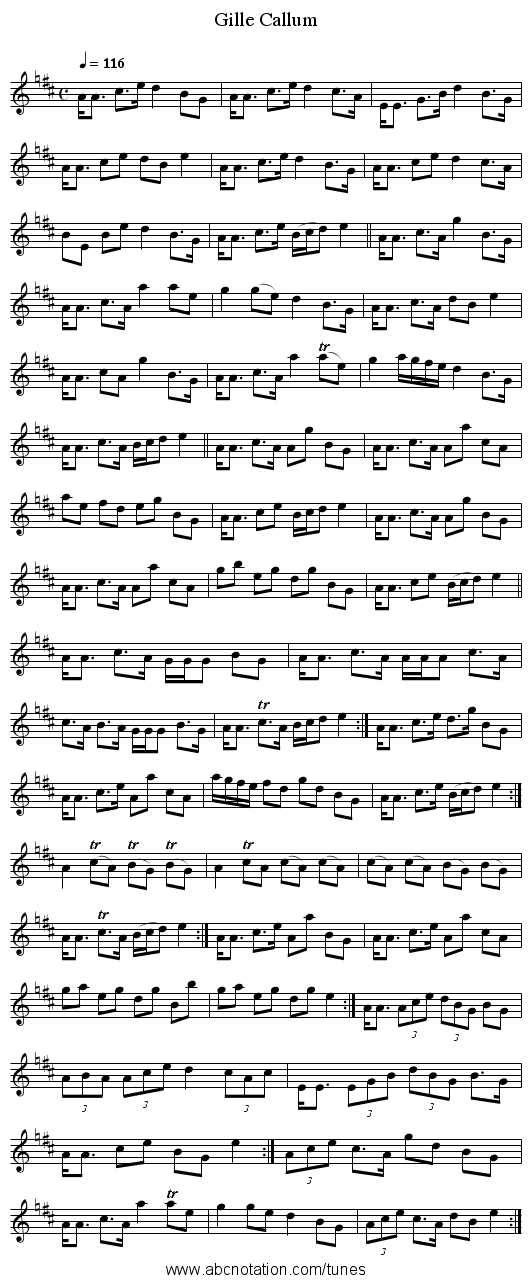 Gille Callum - staff notation