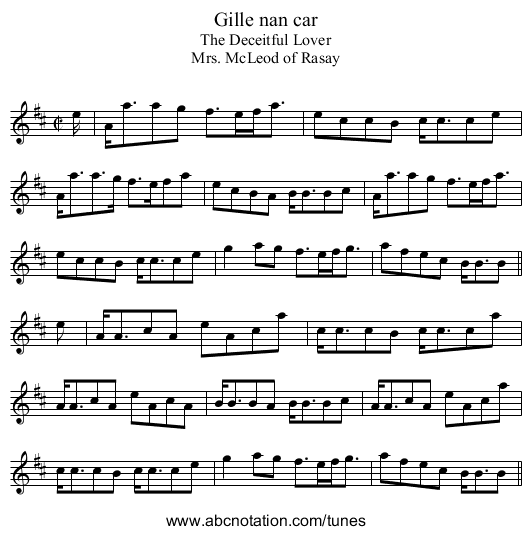 Gille nan car - staff notation