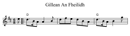 Gillean An Fheilidh - staff notation