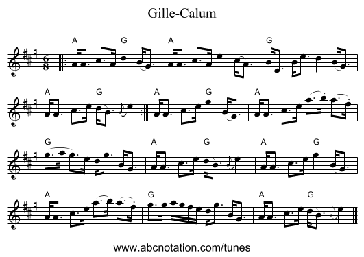 Gille-Calum - staff notation