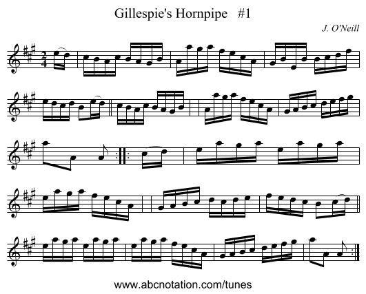 Gillespie's Hornpipe #1 - staff notation