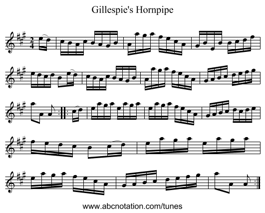 Gillespie's Hornpipe - staff notation