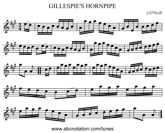 GILLESPIE'S HORNPIPE - staff notation