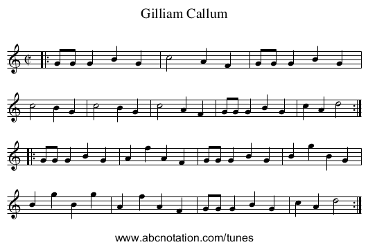Gilliam Callum - staff notation