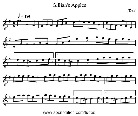 Gillian's Apples - staff notation