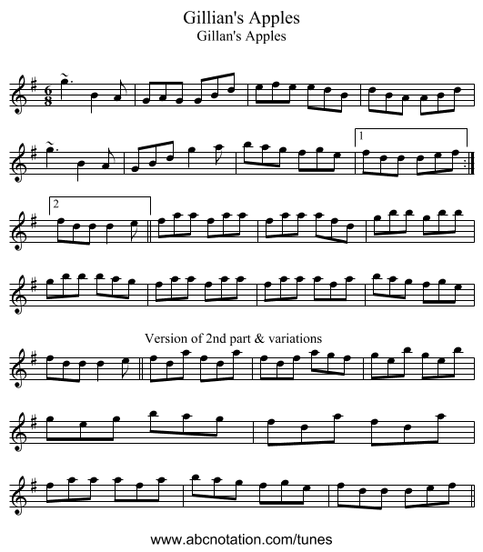 Gillian's Apples - staff notation