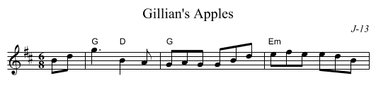 Gillian's Apples - staff notation