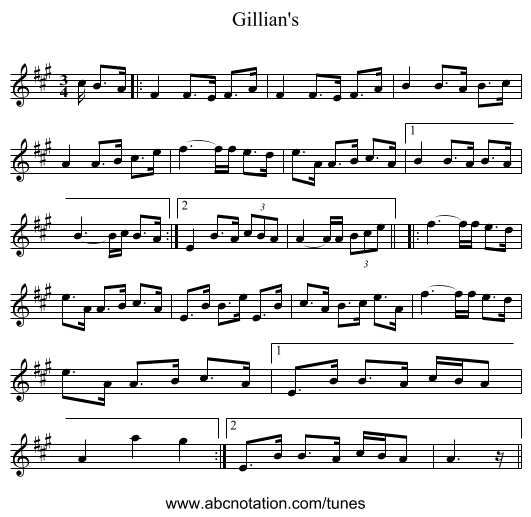Gillian's - staff notation