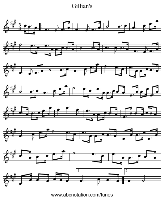 Gillian's - staff notation