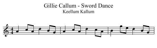 Gillie Callum - Sword Dance - staff notation