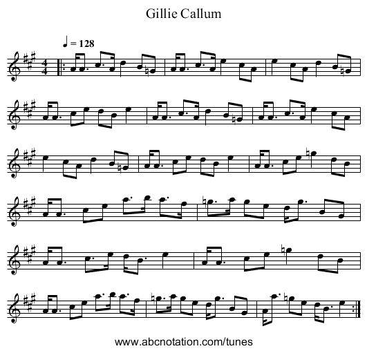 Gillie Callum - staff notation