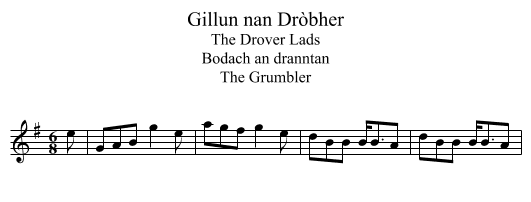 Gillun nan Dròbher - staff notation