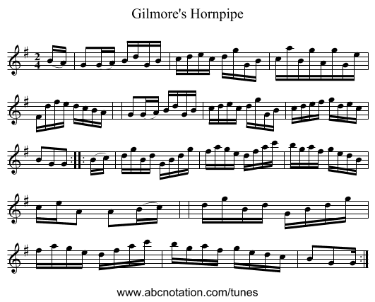 Gilmore's Hornpipe - staff notation