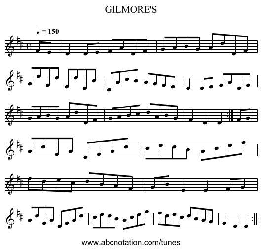 GILMORE'S - staff notation