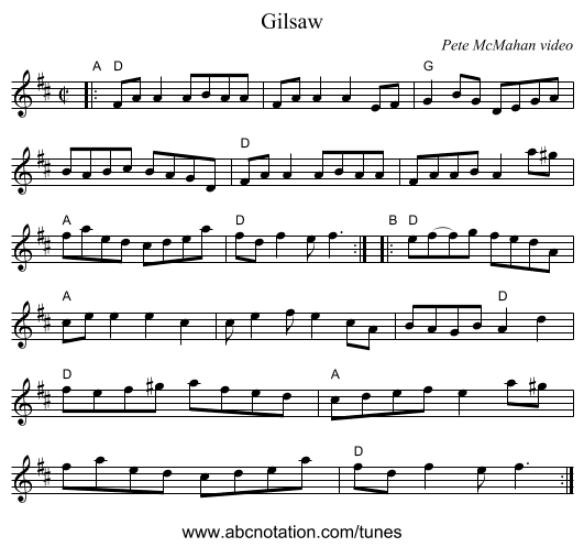 Gilsaw - staff notation