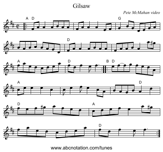 Gilsaw - staff notation