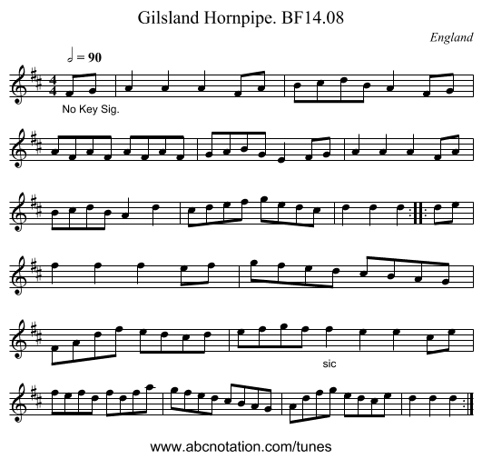 Gilsland Hornpipe. BF14.08 - staff notation