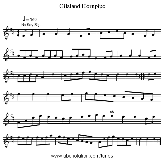 Gilsland Hornpipe - staff notation