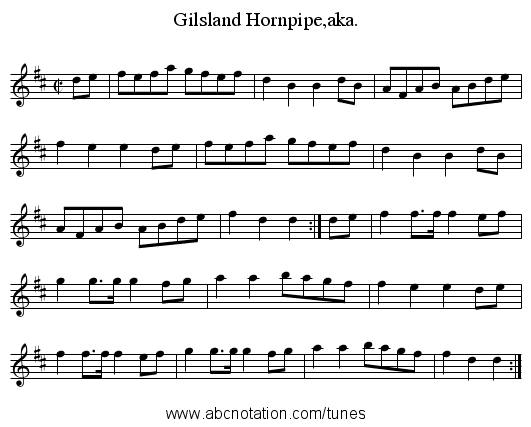 Gilsland Hornpipe,aka. - staff notation