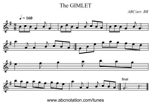 GIMLET, The - staff notation