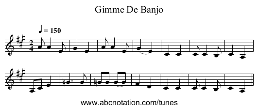 Gimme De Banjo - staff notation