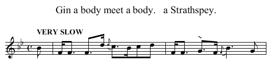 Gin a body meet a body.   a Strathspey. - staff notation
