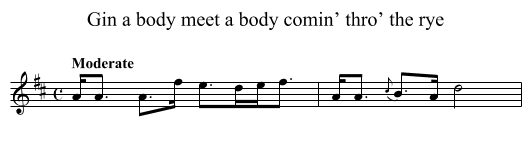 Gin a body meet a body comin’ thro’ the rye - staff notation
