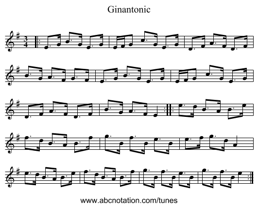 Ginantonic - staff notation