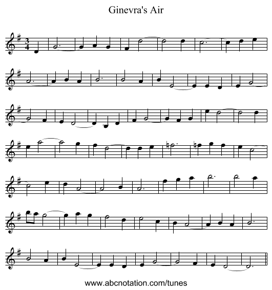 Ginevra's Air - staff notation