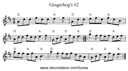 Gingerhog's #2 - staff notation
