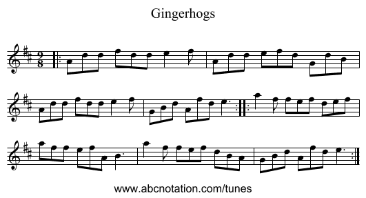 Gingerhogs - staff notation