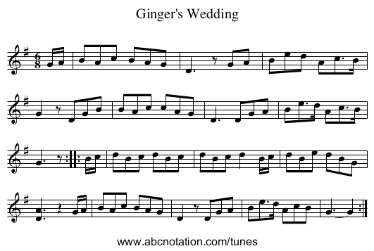 Ginger's Wedding - staff notation