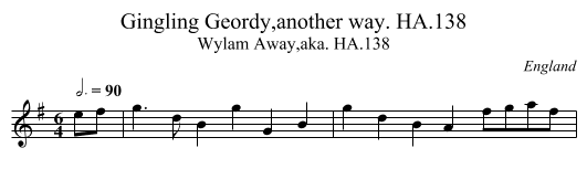 Gingling Geordy,another way. HA.138 - staff notation