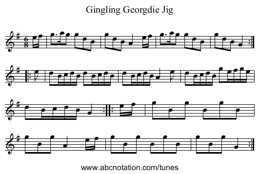Gingling Georgdie Jig - staff notation