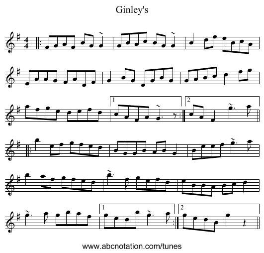 Ginley's - staff notation